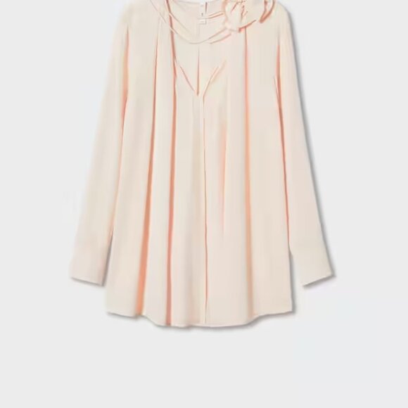 Mango MNG Pink Blouse w/Flower detail Size XS - Picture 4 of 14